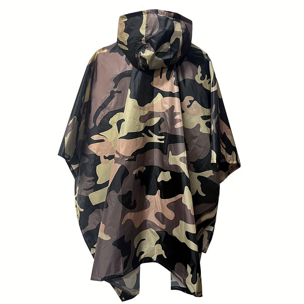Camo Hooded Rain Poncho