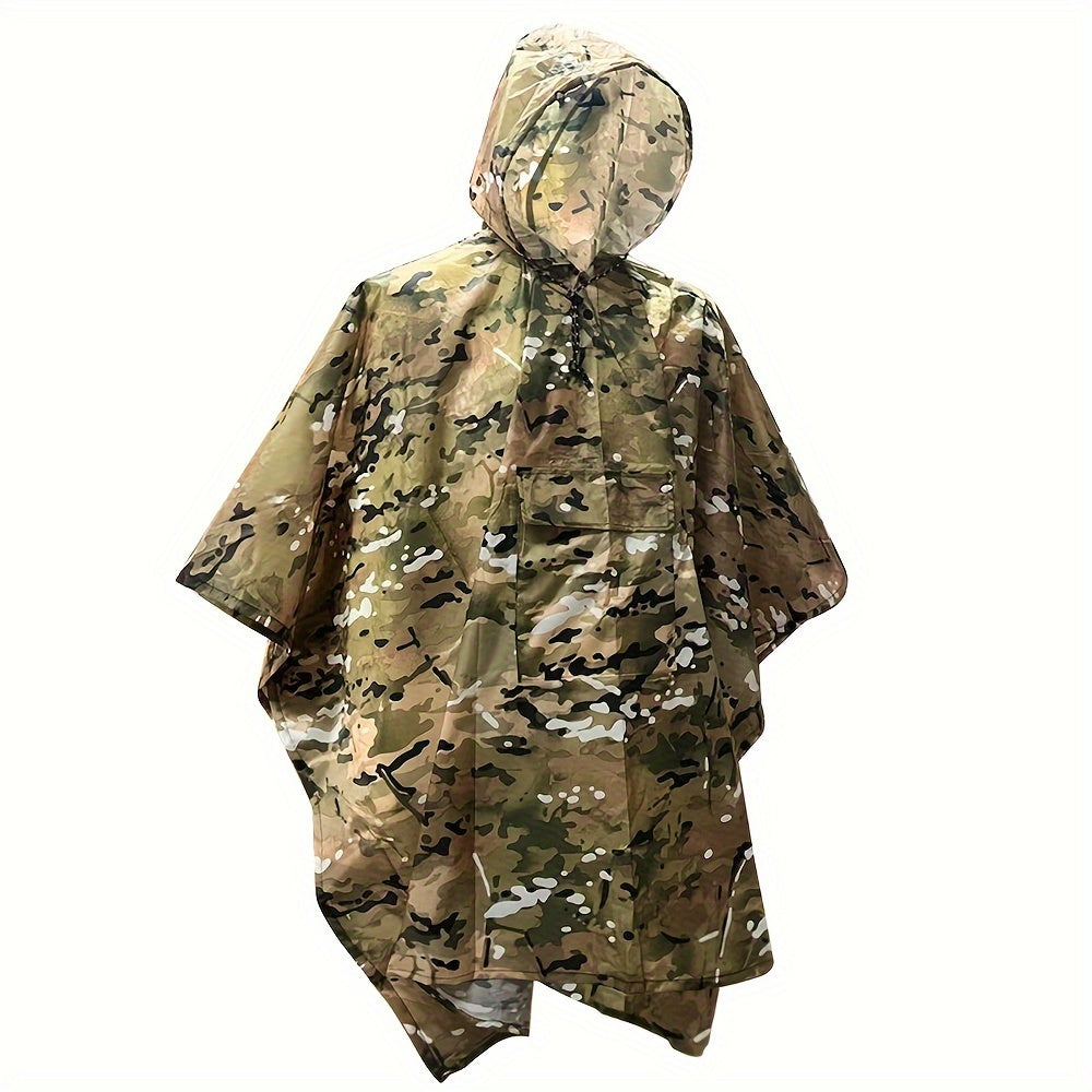 Camo Hooded Rain Poncho