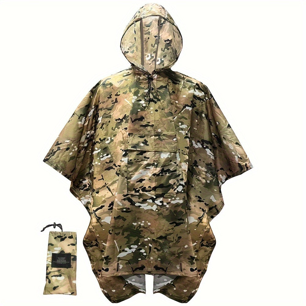 Camo Hooded Rain Poncho