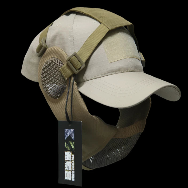 Airsoft Half Face Mask and Hat Set