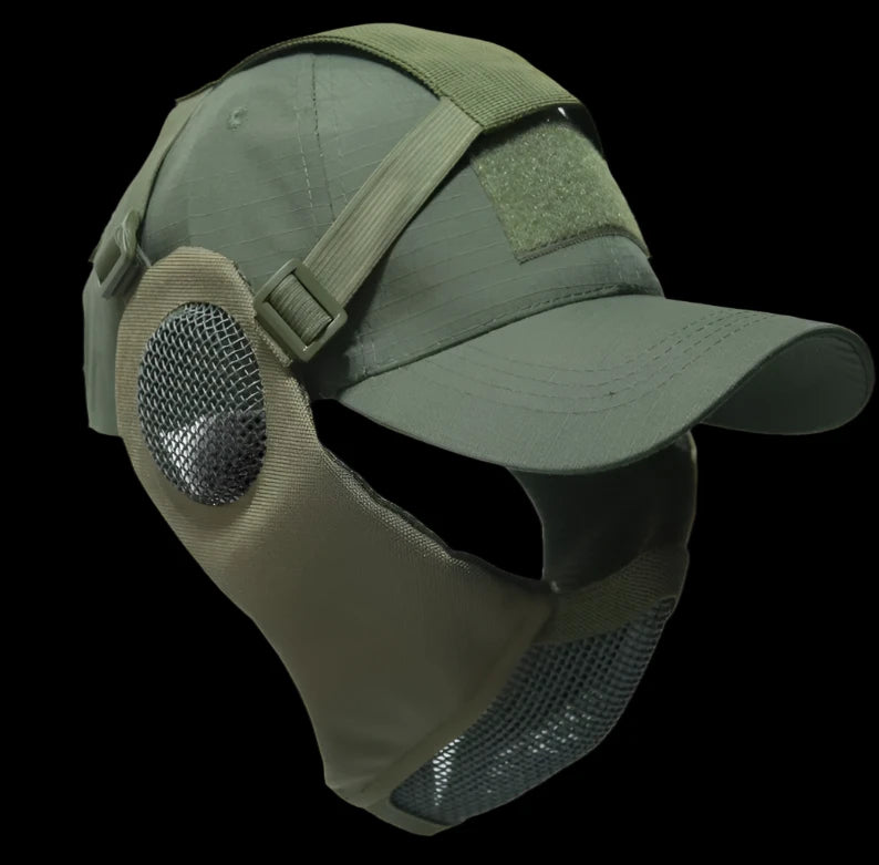 Airsoft Half Face Mask and Hat Set