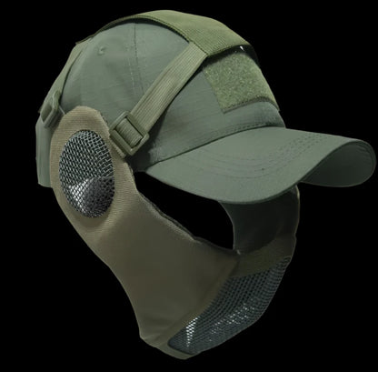 Airsoft Half Face Mask and Hat Set