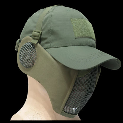 Airsoft Half Face Mask and Hat Set