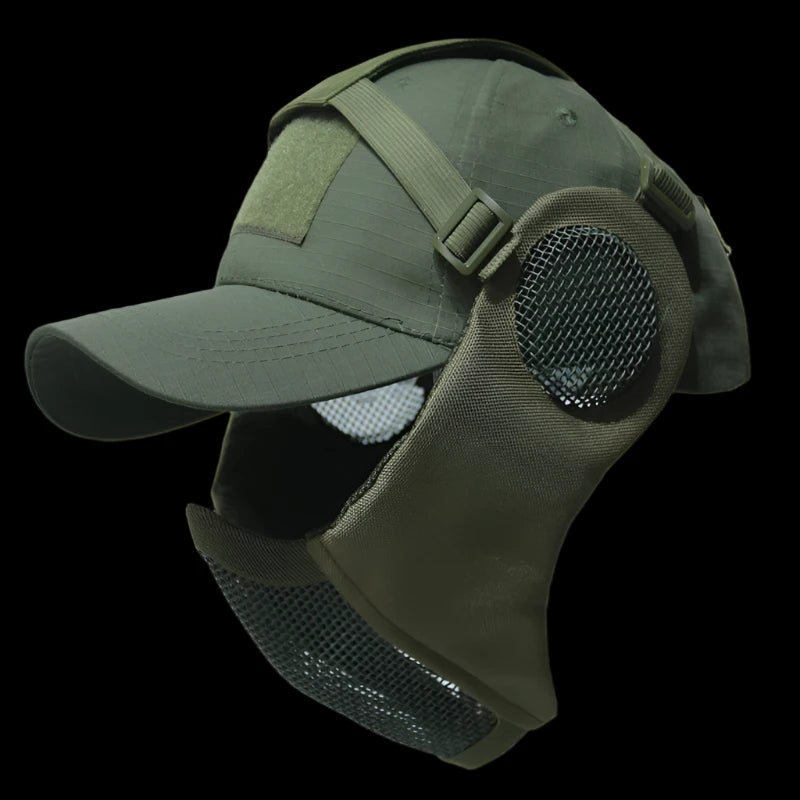 Airsoft Half Face Mask and Hat Set