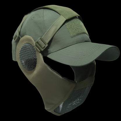 Airsoft Half Face Mask and Hat Set