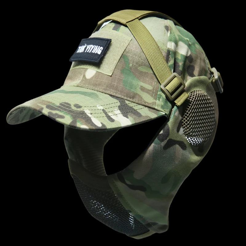 Airsoft Half Face Mask and Hat Set