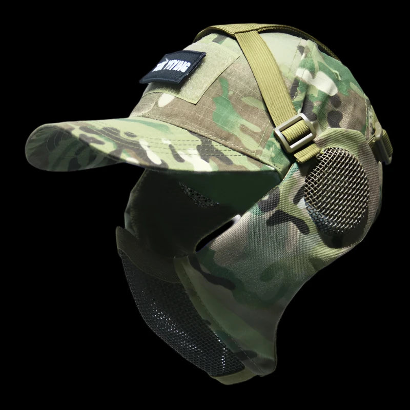 Airsoft Half Face Mask and Hat Set