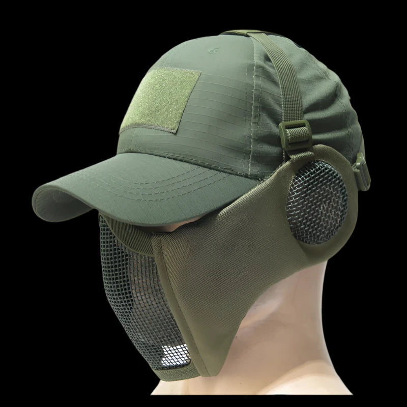 Airsoft Half Face Mask and Hat Set