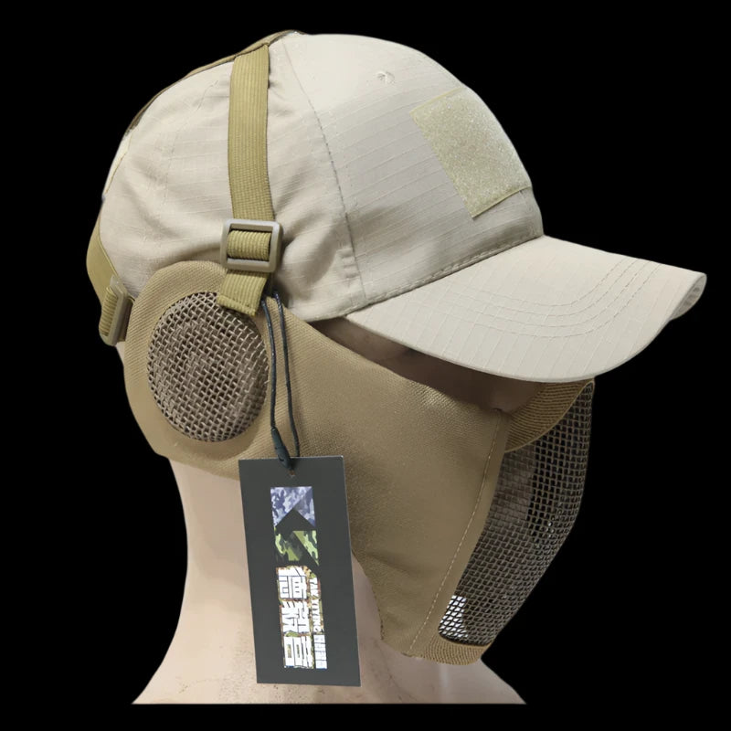 Airsoft Half Face Mask and Hat Set