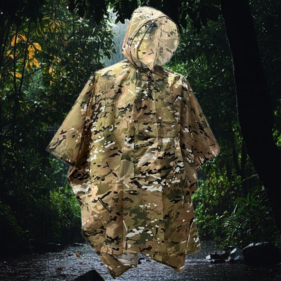 Camo Hooded Rain Poncho