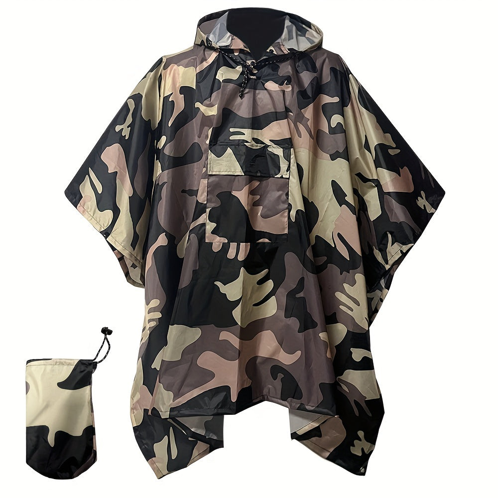 Camo Hooded Rain Poncho