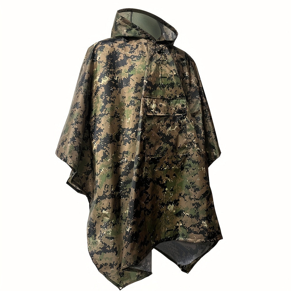 Camo Hooded Rain Poncho