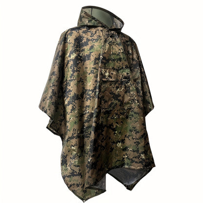 Camo Hooded Rain Poncho