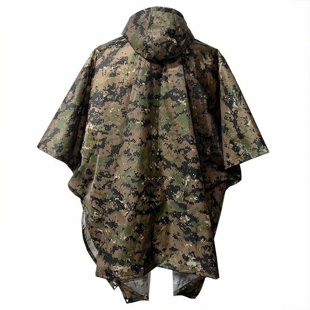 Camo Hooded Rain Poncho