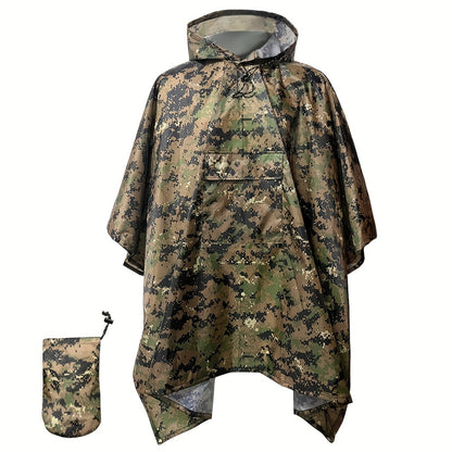 Camo Hooded Rain Poncho
