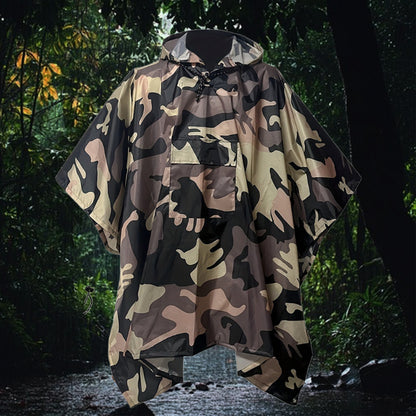 Camo Hooded Rain Poncho