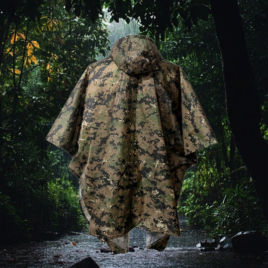 Camo Hooded Rain Poncho